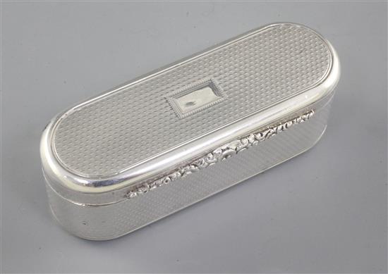 A large George IV Britannia standard silver table snuff box, Length 104mm Width 48mm Weight 5.4oz/153grms